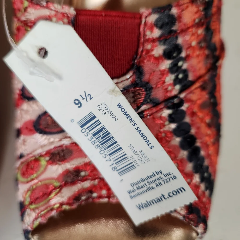 Faded Glory Cork Colorful Peep Toe Wedge size 9.5
